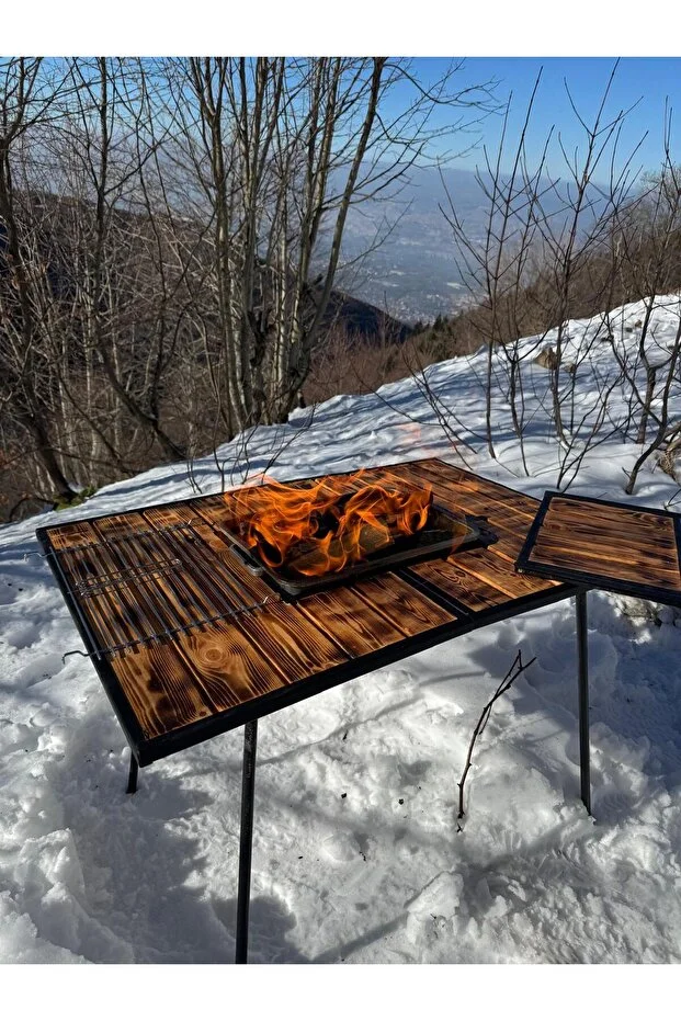 Kamp Masası Mangallı Masa Barbekü Masası Katlanır Kamp Masası, Piknik Masası, Bahçe Ve Balkon Masası